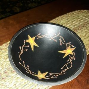 Primitive star berries painted wooden bowl
